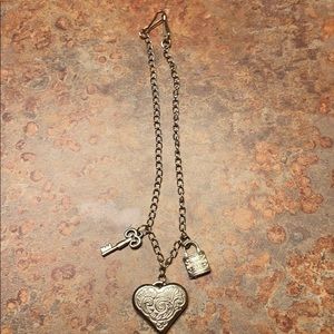Silver necklace.